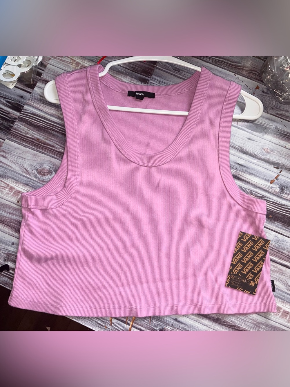 Vans Pink Ribbed Crop Tank
